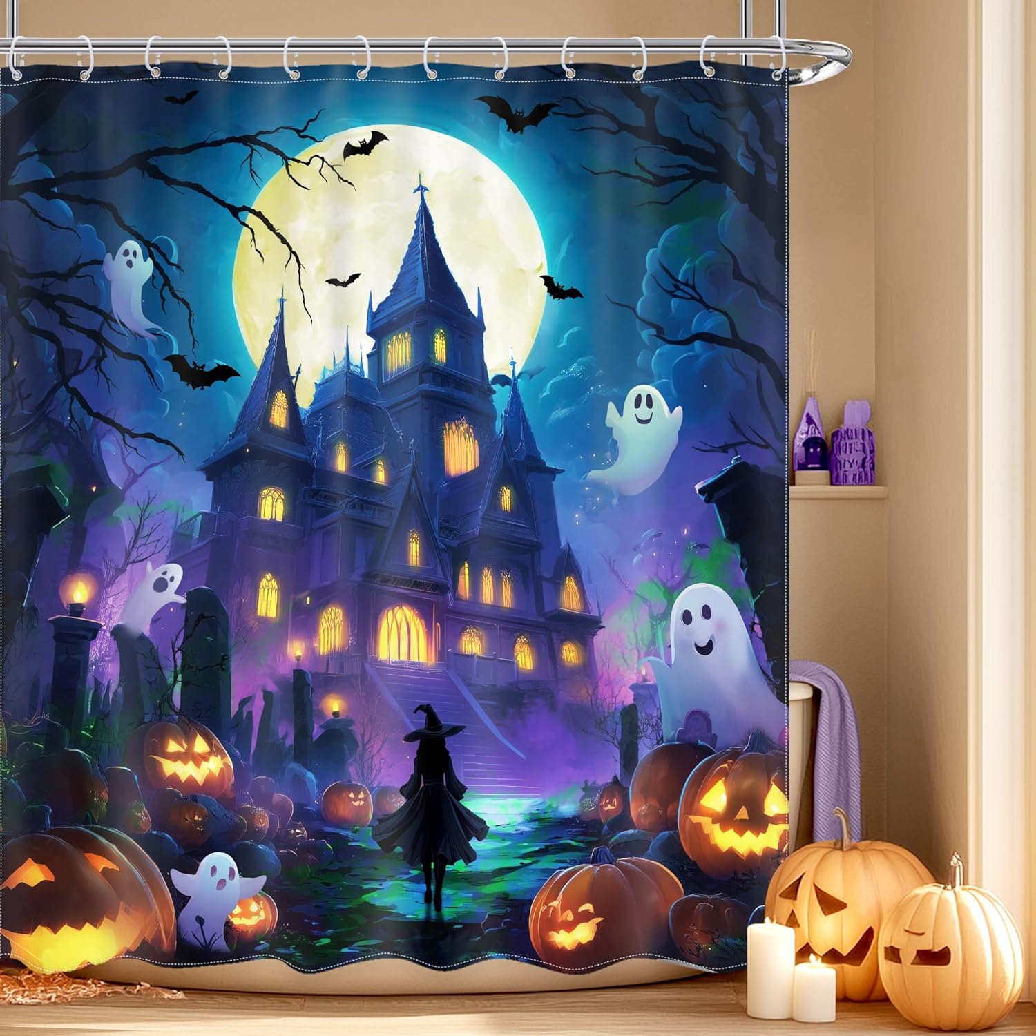 Halloween Shower Curtain Kids Retro Funny Ghost Cartoon Cute 70S Y2K Autumn Pumpkins Flower Shower Curtain Bathroom Set W60H190(CM)-1 Pcs
Halloween Shower Curtain Kids Retro Funny Ghost Cartoon Cute 70S Y2K Autumn Pumpkins Flower Shower Curtain Bathroom Set W60H190(CM)-1 Pcs