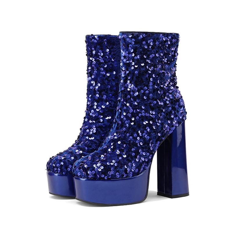 Plus Size Sequin Fabric Patchwork Patent Leather High Thick Heels Fashion Runway Short Boots Platform Zipper Bling Ankle Boots 34 синій
Plus Size Sequin Fabric Patchwork Patent Leather High Thick Heels Fashion Runway Short Boots Platform Zipper Bling Ankle Boots 34 синій