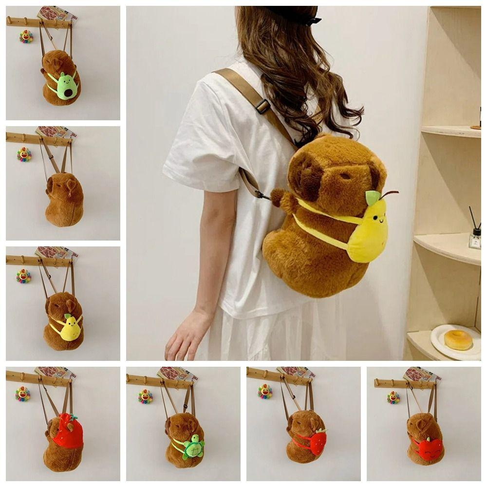 Strawberry Capybara Backpack Cotton Filled Plush Animal Daypack Capybara Crossbody Bag Kids crooked head
Strawberry Capybara Backpack Cotton Filled Plush Animal Daypack Capybara Crossbody Bag Kids crooked head