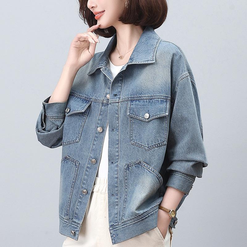 Women s Light Wash Soft Denim Lapel Jacket, Casual Loose Fit, 2024 New Autumn Style. M (up to 118 lbs)
Women s Light Wash Soft Denim Lapel Jacket, Casual Loose Fit, 2024 New Autumn Style. M (up to 118 lbs)