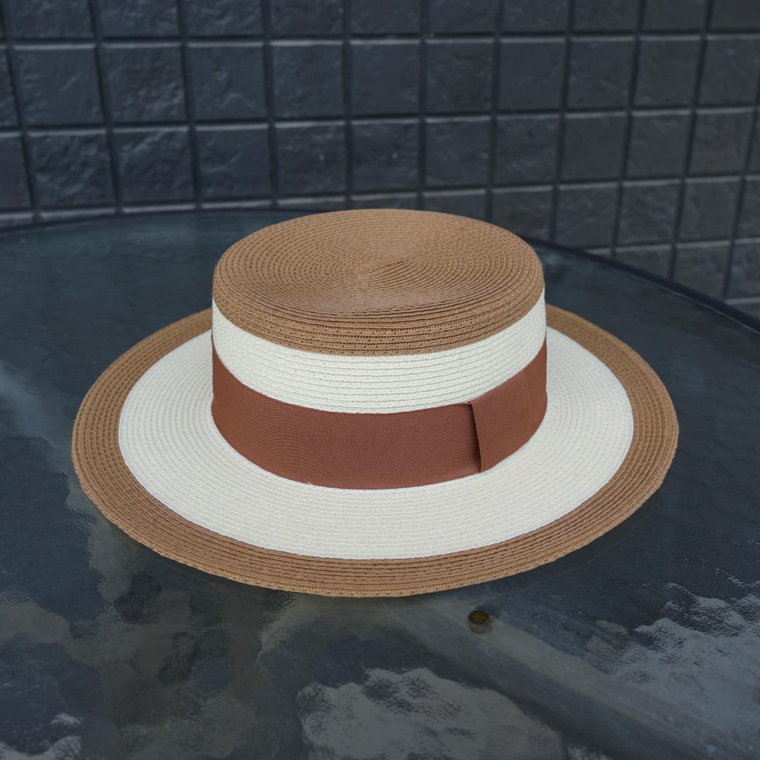 French Retro White Khaki Flat Top Top Hat Women S Summer Sunshade Vacation Beach Outing Straw Hat Wide Brim Contrasting Colors M(56-58cm)
French Retro White Khaki Flat Top Top Hat Women S Summer Sunshade Vacation Beach Outing Straw Hat Wide Brim Contrasting Colors M(56-58cm)