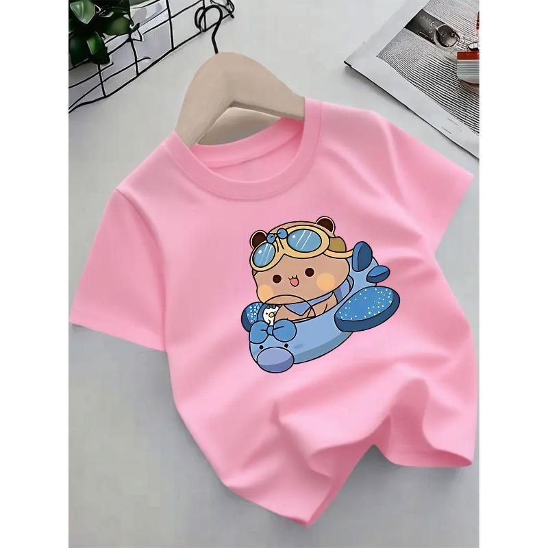 European sizes Pink Short Sleeve T-Shirt with Cute Anime Bear & Blowing Bear Print - Summer Casual Round Neck Top, Soft Breathable Shirt for Kids, 164cm
European sizes Pink Short Sleeve T-Shirt with Cute Anime Bear & Blowing Bear Print - Summer Casual Round Neck Top, Soft Breathable Shirt for Kids, 164cm