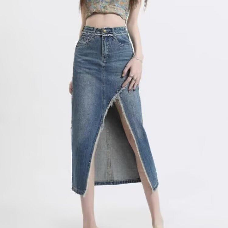 2025 Irregular Slit High-Waisted A-Line Denim Midi Skirt with Vintage Fray Design 2XL: 155-165cm (133-145 lbs)
2025 Irregular Slit High-Waisted A-Line Denim Midi Skirt with Vintage Fray Design 2XL: 155-165cm (133-145 lbs)