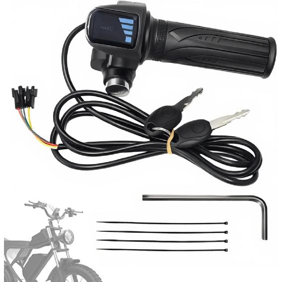Ebike Full Twist Throttle Fits Ridstar Q20, 48V Plug and Play Throttle 3 Pin Easy Installation, LCD Display with Key Lock, Throttle Grips for Ebike Right
Ebike Full Twist Throttle Fits Ridstar Q20, 48V Plug and Play Throttle 3 Pin Easy Installation, LCD Display with Key Lock, Throttle Grips for Ebike Right