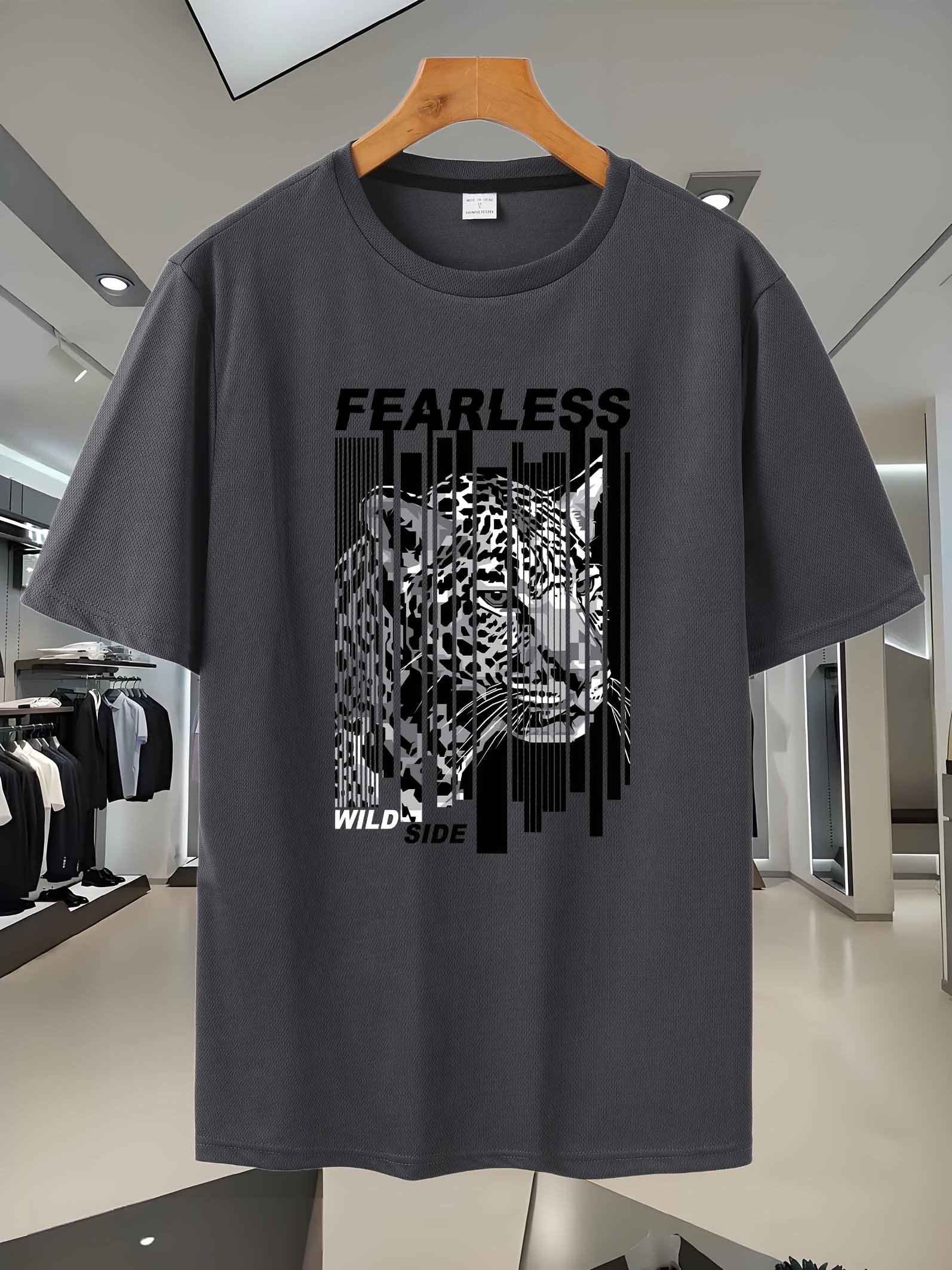 72C Sporty Breathable Mesh T-shirt with Fearless Wild Side Tiger Graphic Print - Navy Blue Round Neck Short Sleeve Tee for Casual & Athletic Wear M
72C Sporty Breathable Mesh T-shirt with Fearless Wild Side Tiger Graphic Print - Navy Blue Round Neck Short Sleeve Tee for Casual & Athletic Wear M