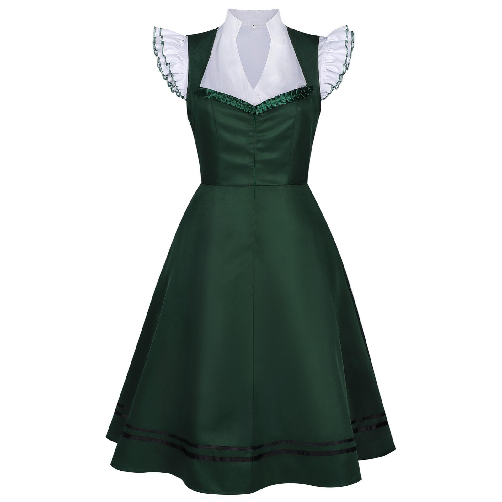 Women Vintage Maid Dress Sleeveless Ruffled Collar Apron Dress Retro Style Full Skirt Dress with Waist Tie for Costume Party XL зелений
Women Vintage Maid Dress Sleeveless Ruffled Collar Apron Dress Retro Style Full Skirt Dress with Waist Tie for Costume Party XL зелений
