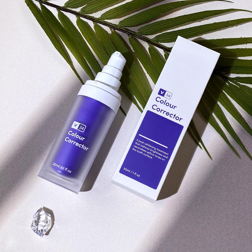 V34 Эссенция для отбеливания зубов Фиолетовый мусс Зубная паста Тонизирующая эссенция для удаления желтых пятен на зубах Пятна от дыма Пятна от чая