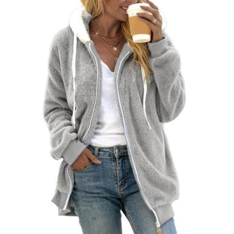 Women Winter Fuzzy Sherpa Jacket Zip Up Fleece Sweatshirt Hooded Coat Warm Casual Drawstring Pockets 2XL світло-сірого кольору
Women Winter Fuzzy Sherpa Jacket Zip Up Fleece Sweatshirt Hooded Coat Warm Casual Drawstring Pockets 2XL світло-сірого кольору
