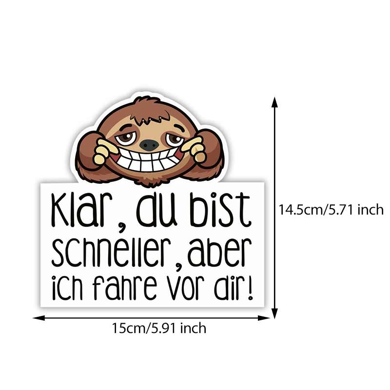Sloth Car Stickers Will Make You Faster, So I ll Drive In Front of You! Self-adhesive Decal For Automotive Rear Window And Bumper Waterproof Sticker 15cm Longest Side
Sloth Car Stickers Will Make You Faster, So I ll Drive In Front of You! Self-adhesive Decal For Automotive Rear Window And Bumper Waterproof Sticker 15cm Longest Side