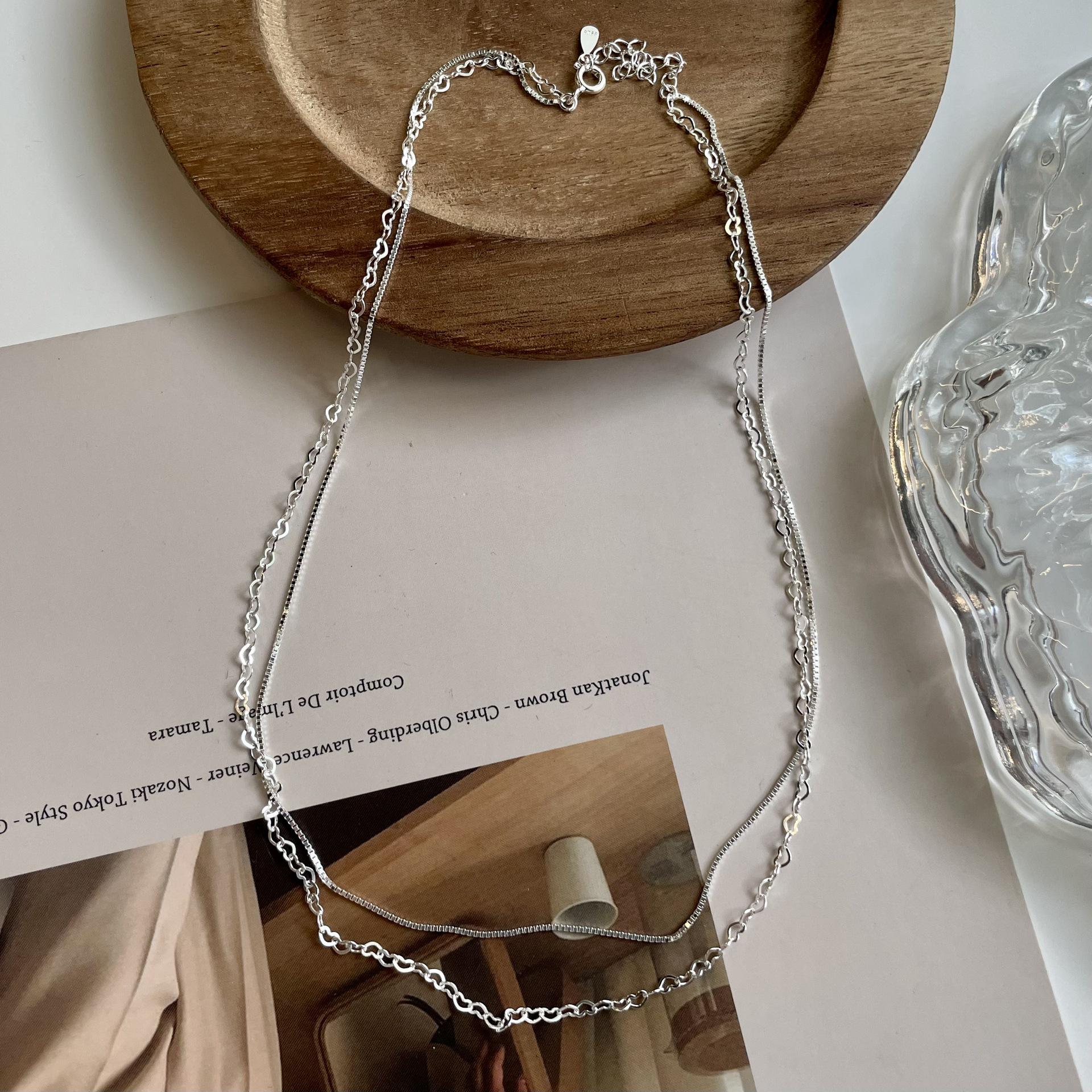 S925 Sterling Silver Double Layer Heart Necklace - Sparkling Multi-Layer Choker 925 Silver
S925 Sterling Silver Double Layer Heart Necklace - Sparkling Multi-Layer Choker 925 Silver