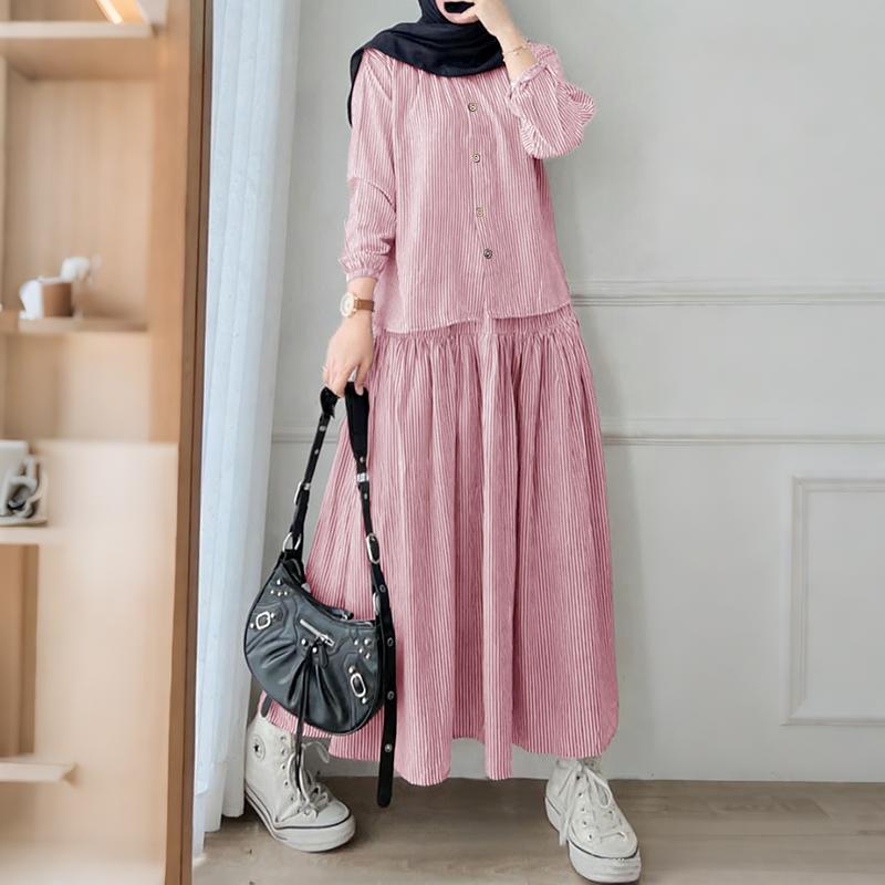 ZANZEA Women Long Sleeve Blouse and Long Skirt Stripe Print Two Piece Suit Sets XL червоний
ZANZEA Women Long Sleeve Blouse and Long Skirt Stripe Print Two Piece Suit Sets XL червоний
