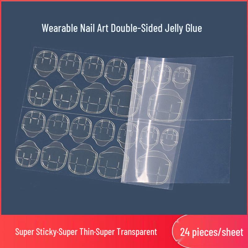 24-Piece Ultra-Sticky Waterproof Jelly Glue for Wearable Nail Art - Transparent, Double-Sided, Extra-Thin Adhesive Stickers for Tips & False Nails
24-Piece Ultra-Sticky Waterproof Jelly Glue for Wearable Nail Art - Transparent, Double-Sided, Extra-Thin Adhesive Stickers for Tips & False Nails