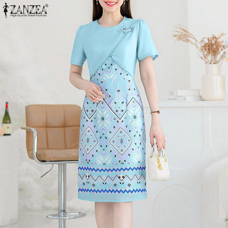 ZANZEA Women Casual Round Neck Short Sleeve Print Patchwork Sheath Dress S зелений
ZANZEA Women Casual Round Neck Short Sleeve Print Patchwork Sheath Dress S зелений
