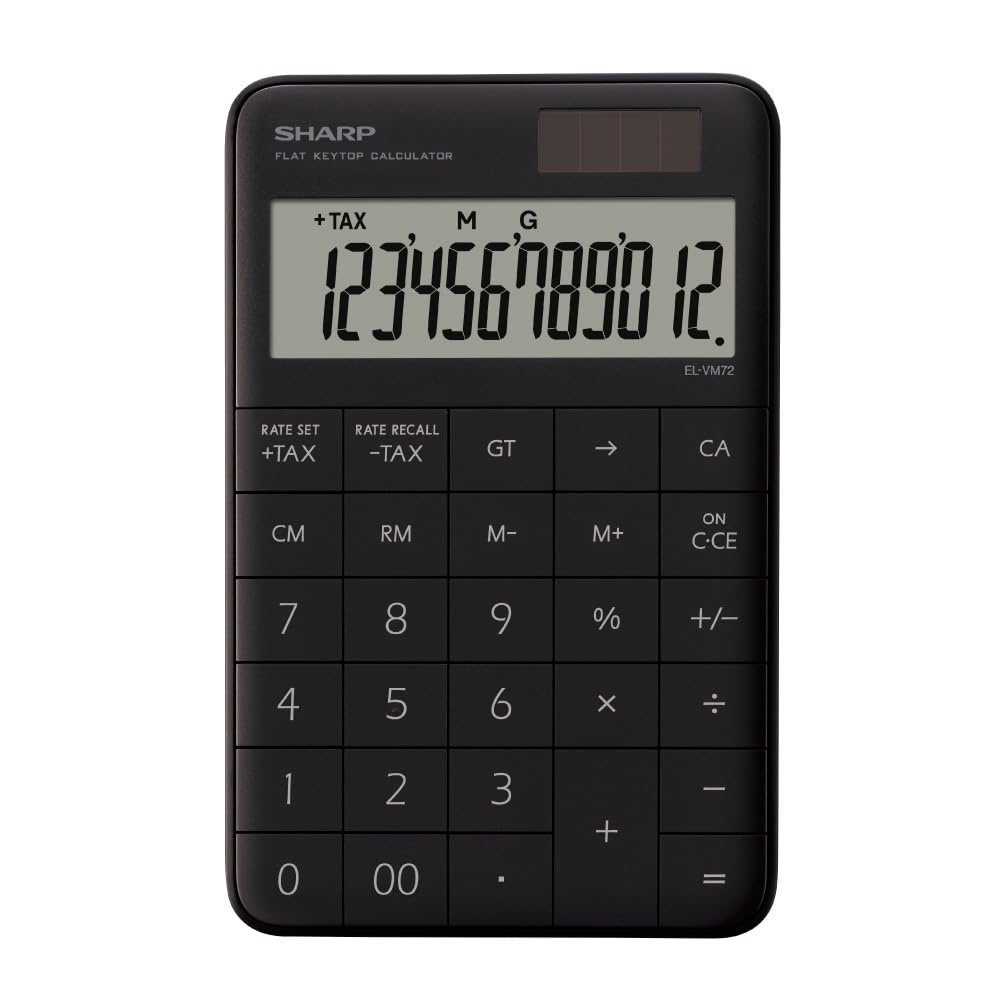 Sharp Design Size 12 Flat Face Design EL-VM72-BX Calculator, Black, Mini-Nice Type, Digits, чорний
Sharp Design Size 12 Flat Face Design EL-VM72-BX Calculator, Black, Mini-Nice Type, Digits, чорний