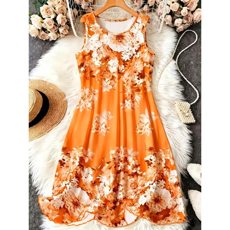Ladies plus size floral print sleeveless elegant A-line skirt, home elegant nightgown S
Ladies plus size floral print sleeveless elegant A-line skirt, home elegant nightgown S