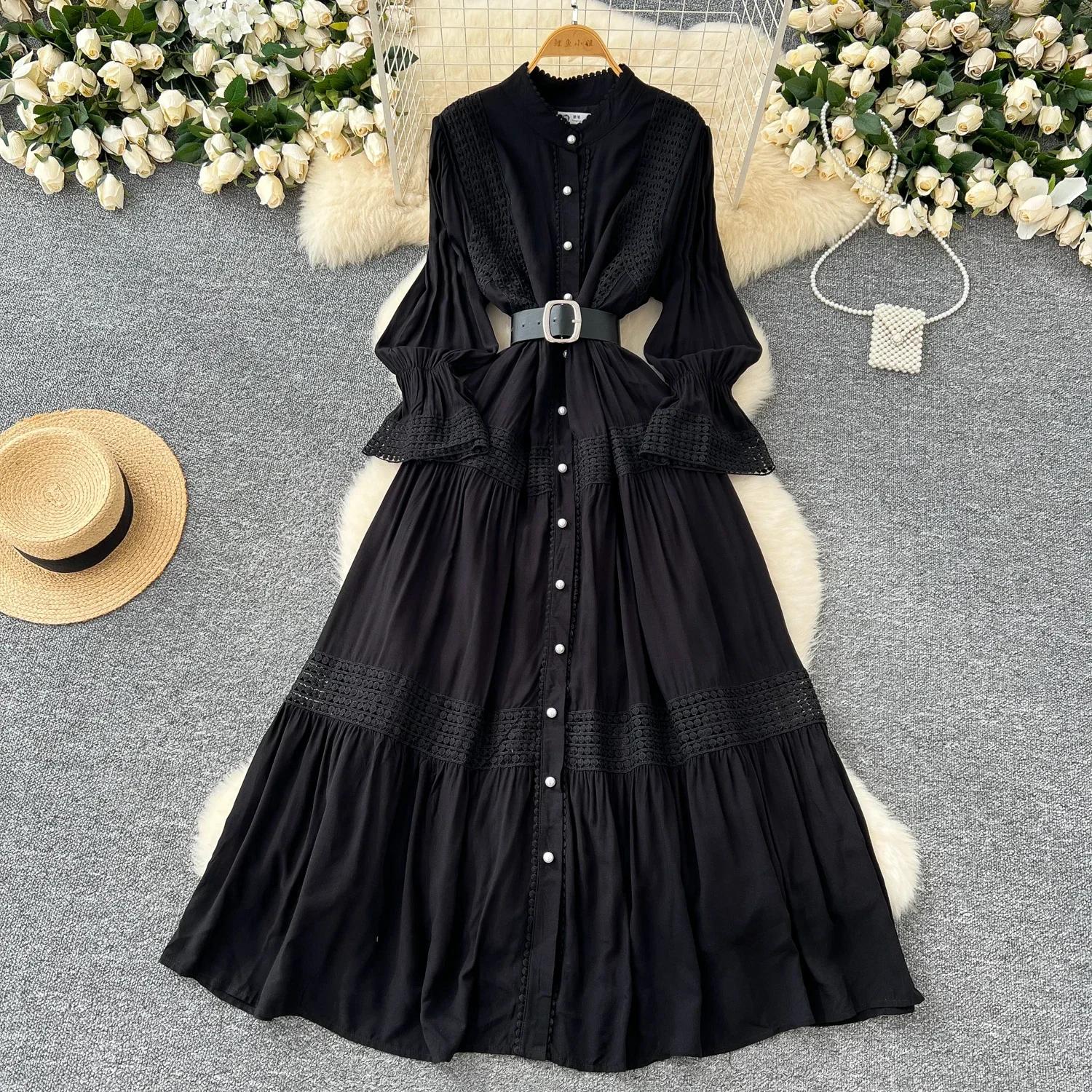 Шикарное кружевное приталенное платье с воротником-стойкой, длинными рукавами и застежкой на одну пуговицу, в стиле хай-стрит, винтажное, вечернее, женская осенне-зимняя одежда One Size
Шикарное кружевное приталенное платье с воротником-стойкой, длинными рукавами и застежкой на одну пуговицу, в стиле хай-стрит, винтажное, вечернее, женская осенне-зимняя одежда One Size