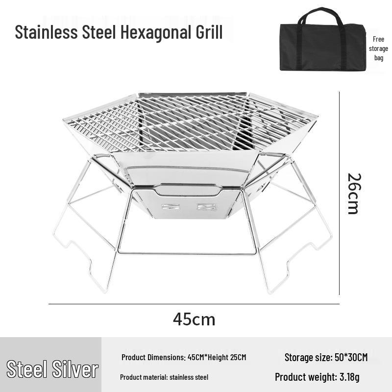 Portable Stainless Steel Folding BBQ Grill & Campfire Stove
Portable Stainless Steel Folding BBQ Grill & Campfire Stove