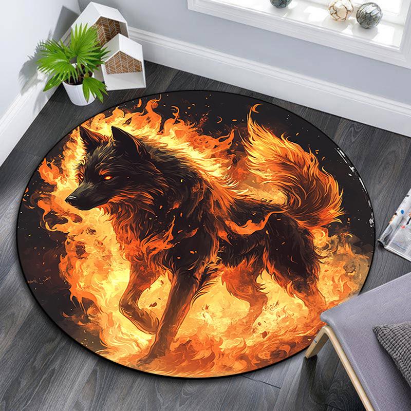 Flaming Wolf Round Area Rug,Carpet Rug for Living Room Bedroom Sofa Playroom Decor,Non-slip Floor Mat 80cmx80cm
Flaming Wolf Round Area Rug,Carpet Rug for Living Room Bedroom Sofa Playroom Decor,Non-slip Floor Mat 80cmx80cm