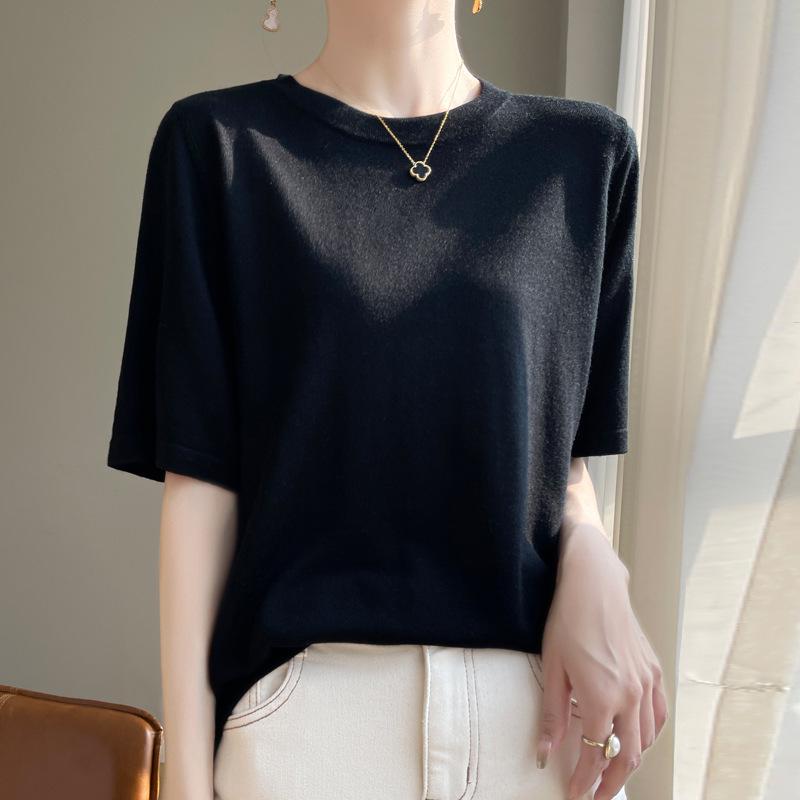 Женская футболка с коротким рукавом из шерсти тенсел макаронс, свободного кроя Large
Женская футболка с коротким рукавом из шерсти тенсел макаронс, свободного кроя Large