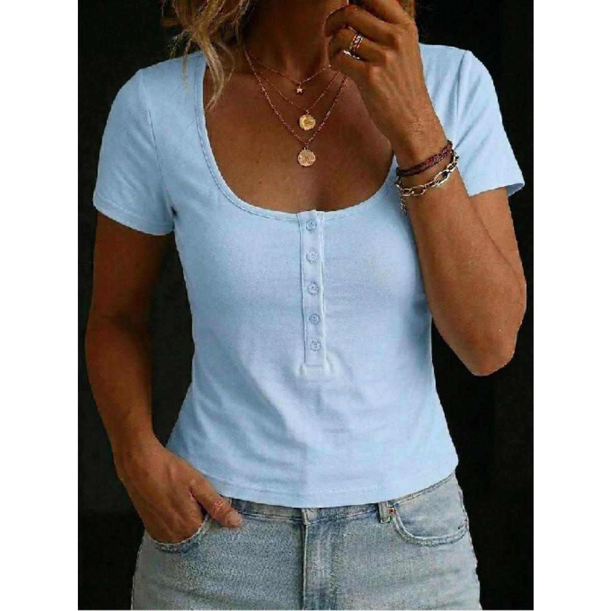 Summer Women s Solid Crop Top, Buttoned Square Neck Slim Fit Casual T-Shirt, Y2K Streetwear 3XL небо синє кольору
Summer Women s Solid Crop Top, Buttoned Square Neck Slim Fit Casual T-Shirt, Y2K Streetwear 3XL небо синє кольору
