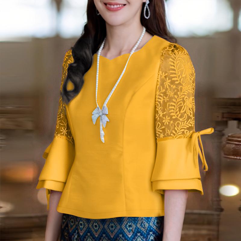 ZANZEA Женская повседневная блузка с круглым вырезом, кружевной отделкой, рукавами 3/4, летняя M жёлтый
ZANZEA Женская повседневная блузка с круглым вырезом, кружевной отделкой, рукавами 3/4, летняя M жёлтый