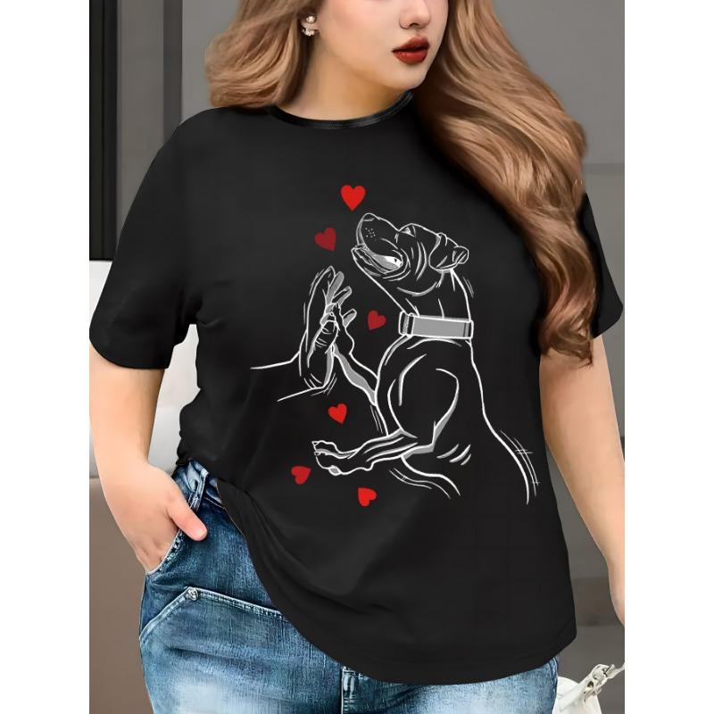 Plus - Size Women s Black Short - Sleeve T - shirt, Human & Dog High - five Print, Warm & Pet - loving XL
Plus - Size Women s Black Short - Sleeve T - shirt, Human & Dog High - five Print, Warm & Pet - loving XL