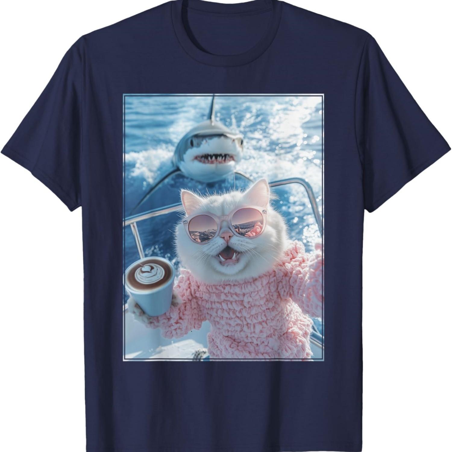 Cat with Sunglasses and Coffee on Yacht Boat Shark Cat Meme T-Shirt for Men Women Kids S чёрный
Cat with Sunglasses and Coffee on Yacht Boat Shark Cat Meme T-Shirt for Men Women Kids S чёрный