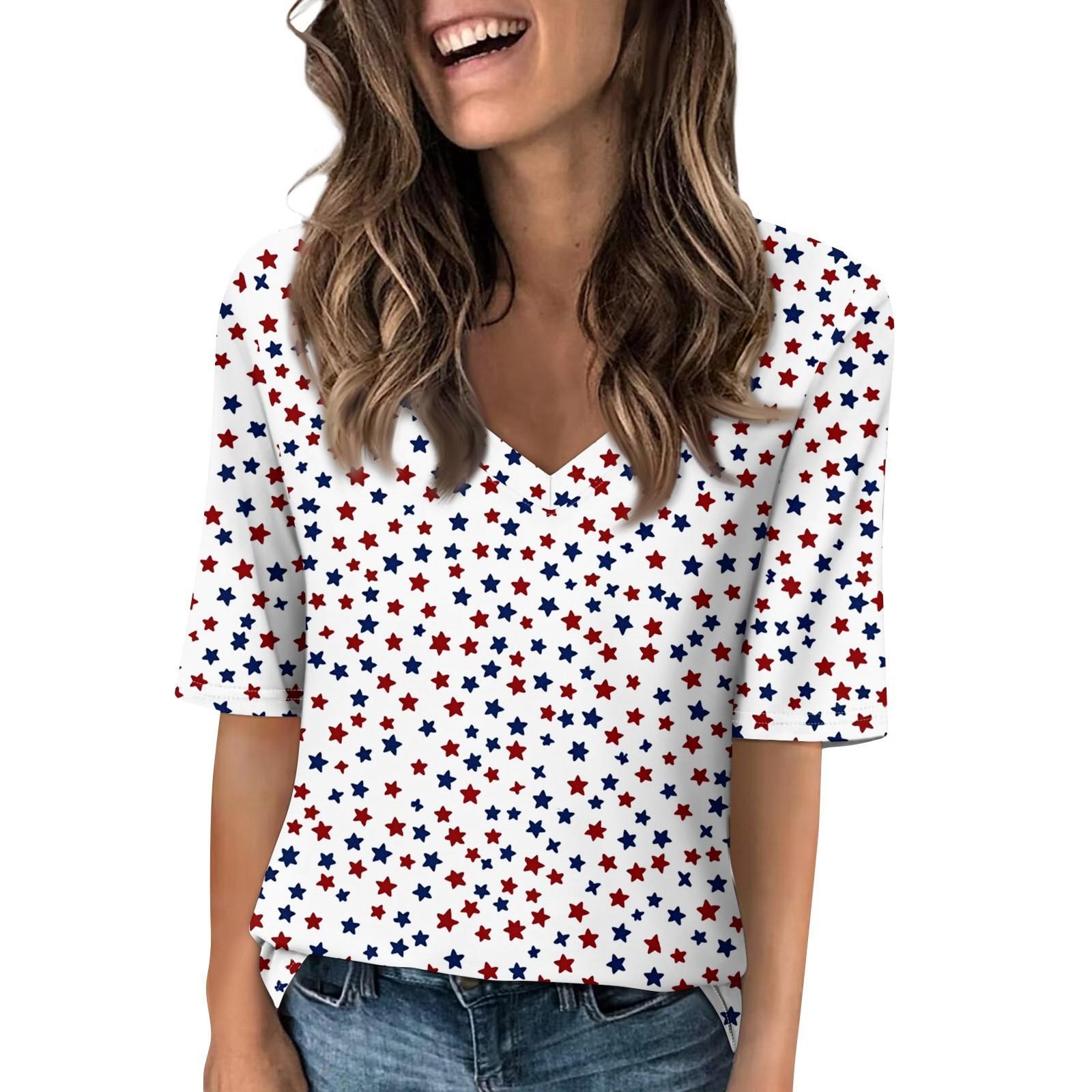 Women s V Neck T Shirts Half Sleeve Tops Printed Casual Summer Tees T Shirt Blouse M
Women s V Neck T Shirts Half Sleeve Tops Printed Casual Summer Tees T Shirt Blouse M