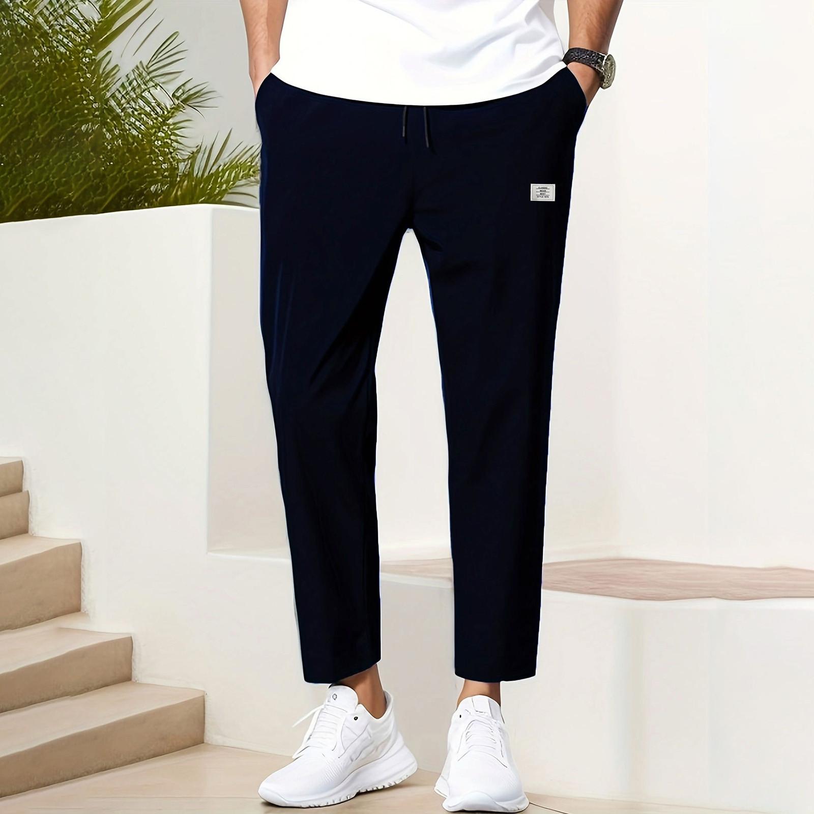 Мужские однотонные брюки прямого кроя длиной девять точек, мужские повседневные модные спортивные штаны XL тёмно-синий
Мужские однотонные брюки прямого кроя длиной девять точек, мужские повседневные модные спортивные штаны XL тёмно-синий