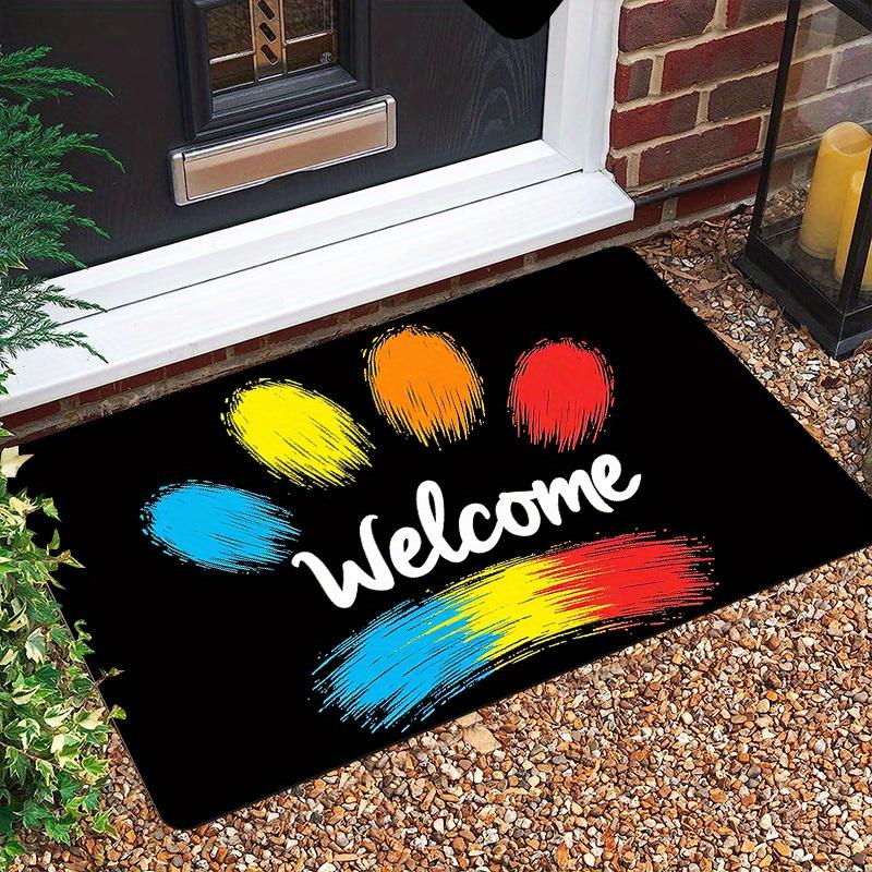 Graffiti “Welcome” Doormat – Paw Print, Cursive Script on Black, Colorful Splatter Design, Polyester, Dry Clean Only 40cm x 60cm
Graffiti “Welcome” Doormat – Paw Print, Cursive Script on Black, Colorful Splatter Design, Polyester, Dry Clean Only 40cm x 60cm