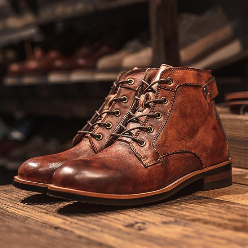 Hot Sale Handmade Men Boots Retro Ankle Boots Platform Round Toe Man Motorcycle Boots Solid Color Men Shoes Lace Up Leather Boot 38
Hot Sale Handmade Men Boots Retro Ankle Boots Platform Round Toe Man Motorcycle Boots Solid Color Men Shoes Lace Up Leather Boot 38