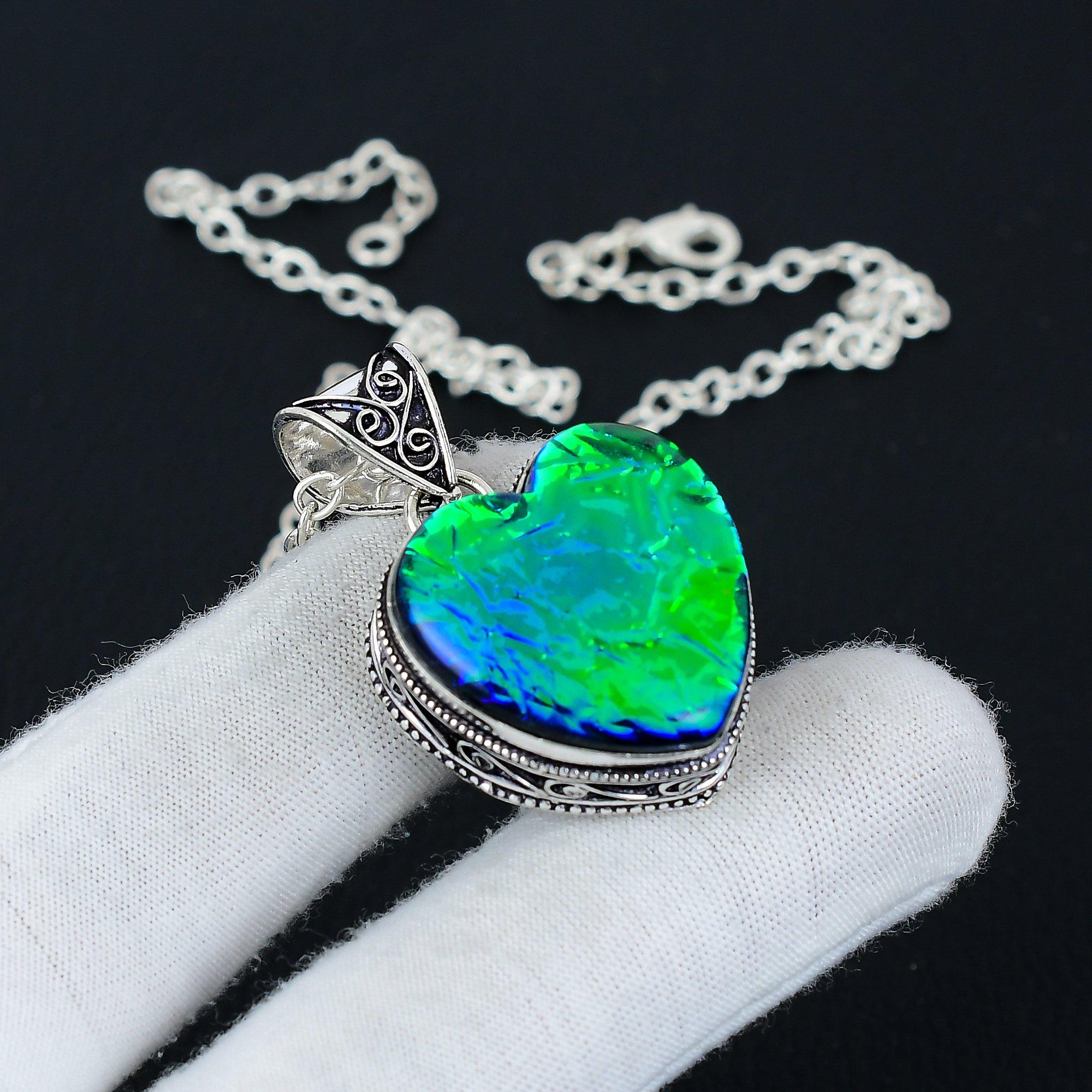 Ювелирный кулон ручной работы из стерлингового серебра 925 пробы с зеленым тройным опалом и драгоценным камнем 1,97 дюйма 
Ювелирный кулон ручной работы из стерлингового серебра 925 пробы с зеленым тройным опалом и драгоценным камнем 1,97 дюйма