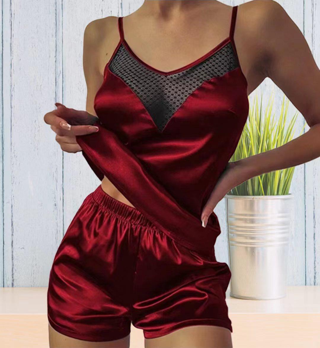Комплект пижамы из 2 предметов, летний женский сексуальный кружевной ажурный пижамный комплект, атласные элегантные шорты без рукавов, одежда для сна для женщин S красный
Комплект пижамы из 2 предметов, летний женский сексуальный кружевной ажурный пижамный комплект, атласные элегантные шорты без рукавов, одежда для сна для женщин S красный
