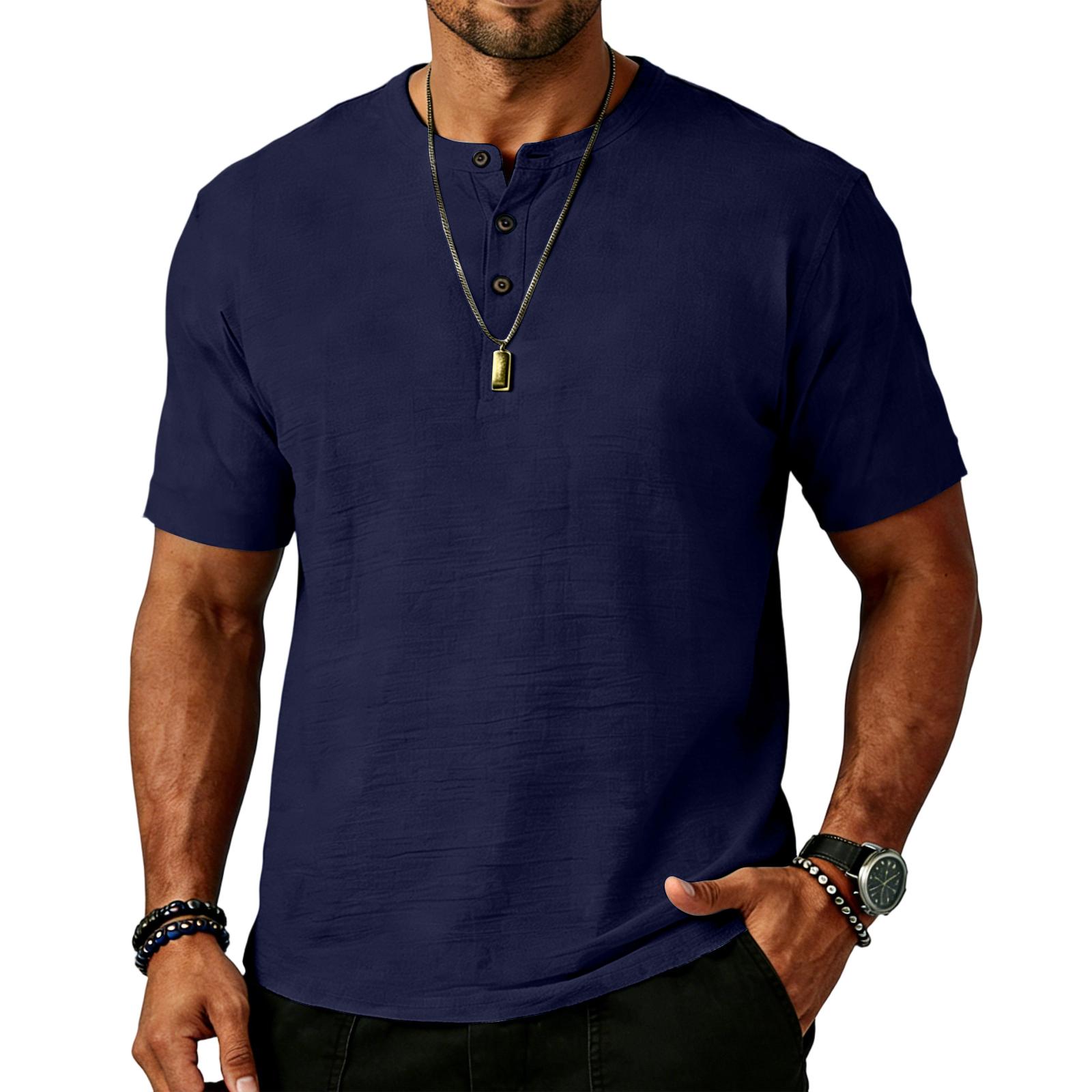 Men Henley Neck Short Sleeve T Shirt Casual Loose Fit Lightweight Summer Pullover Soft Button Design Top S Темно-синій
Men Henley Neck Short Sleeve T Shirt Casual Loose Fit Lightweight Summer Pullover Soft Button Design Top S Темно-синій