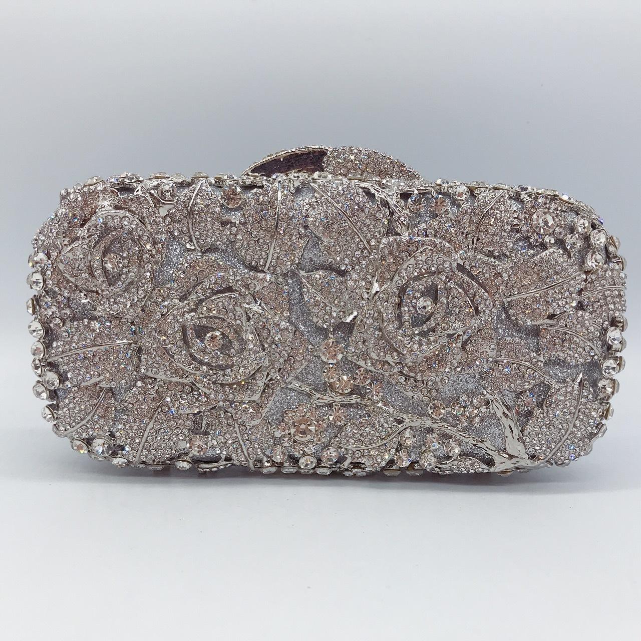 Rose flower diamond dinner bag metal full diamond dress bag banquet handbag purse clutch
Rose flower diamond dinner bag metal full diamond dress bag banquet handbag purse clutch
