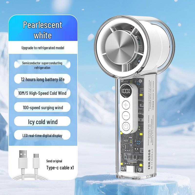 Transparent High-Speed Handheld Fan with USB Charging & Digital Display, 100-Speed Cold Compress Semiconductor Fan for Outdoor Use GS68 High-Speed Fan белый
Transparent High-Speed Handheld Fan with USB Charging & Digital Display, 100-Speed Cold Compress Semiconductor Fan for Outdoor Use GS68 High-Speed Fan белый