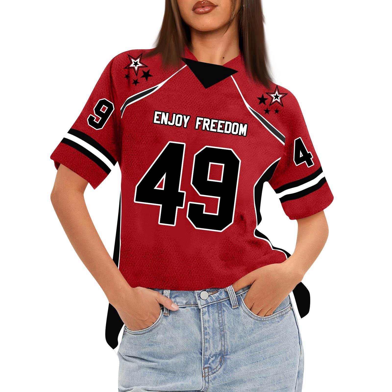 Women s Oversized Short Sleeve Mesh Football Jerseys Shirt V Neck Graphic Top Tee L чорний
Women s Oversized Short Sleeve Mesh Football Jerseys Shirt V Neck Graphic Top Tee L чорний