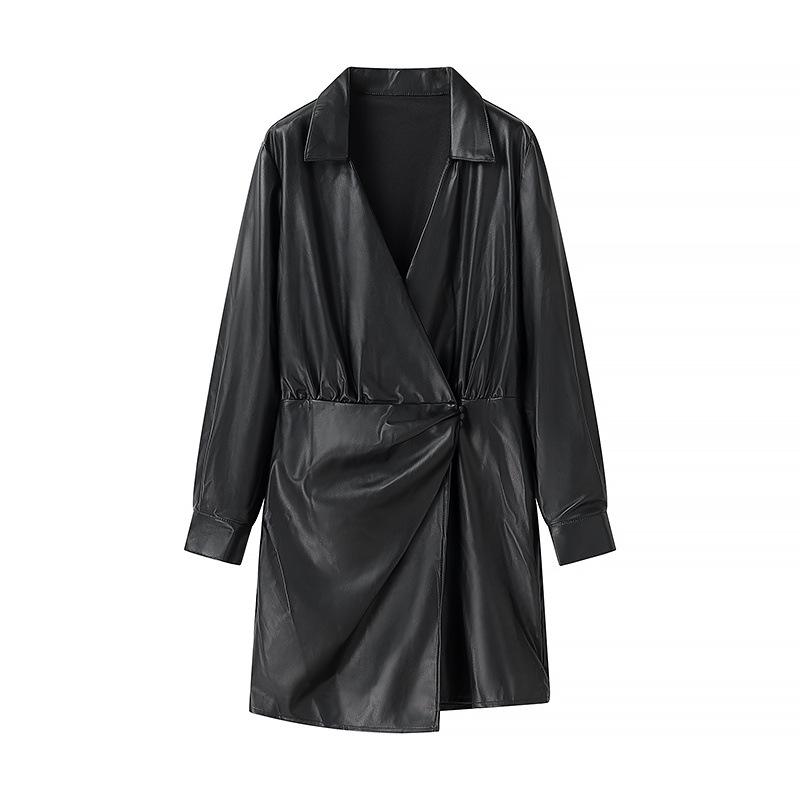 2025 European & American Women s Turn-Down Collar Long Sleeve Black Faux Leather Short Dress S чорний
2025 European & American Women s Turn-Down Collar Long Sleeve Black Faux Leather Short Dress S чорний