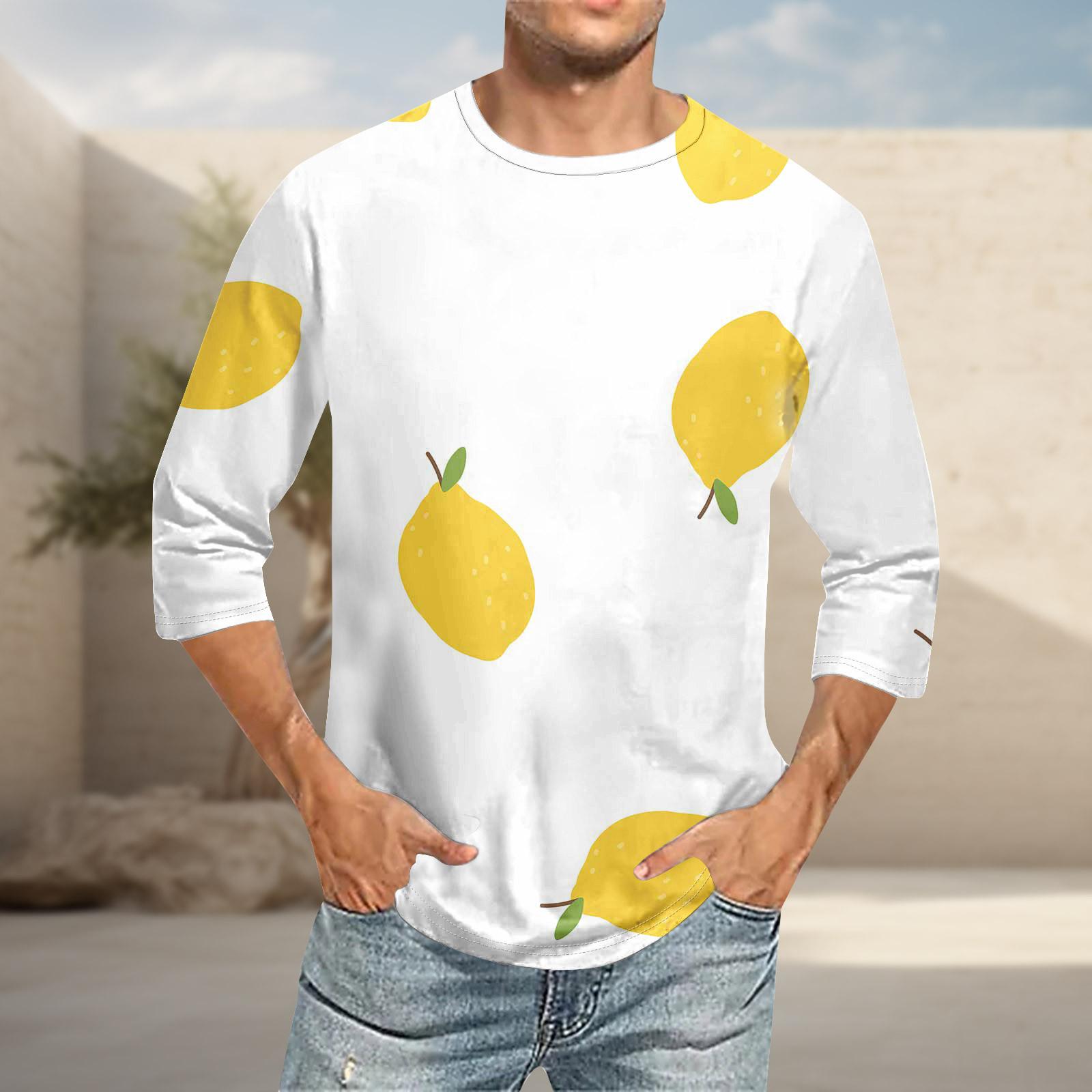 Чоловіча повсякденна модна футболка з круглим вирізом і рукавом три чверті XL жовтий
Чоловіча повсякденна модна футболка з круглим вирізом і рукавом три чверті XL жовтий