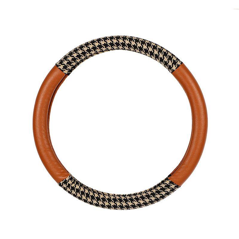 Summer Car Steering Wheel Cover Leather Quilted Car Non Slip Handle Cover Fashion Female Car Interior Design Supplies Jacquard Houndstooth Coffee Brown 38cm
Summer Car Steering Wheel Cover Leather Quilted Car Non Slip Handle Cover Fashion Female Car Interior Design Supplies Jacquard Houndstooth Coffee Brown 38cm