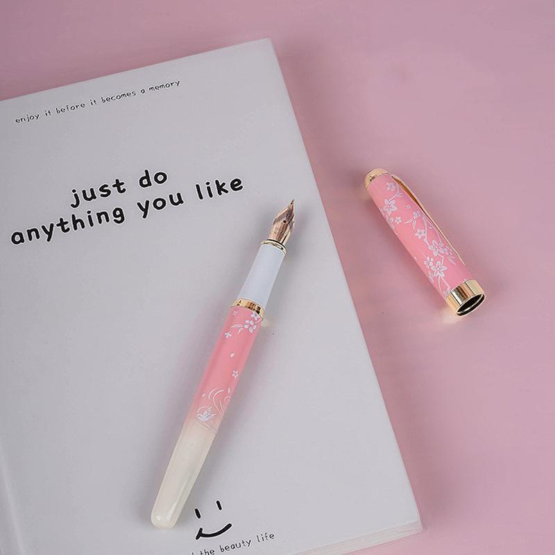 Розовая элегантная перьевая ручка, простая в использовании, ручка для плавного письма, канцелярские принадлежности для офиса и школы