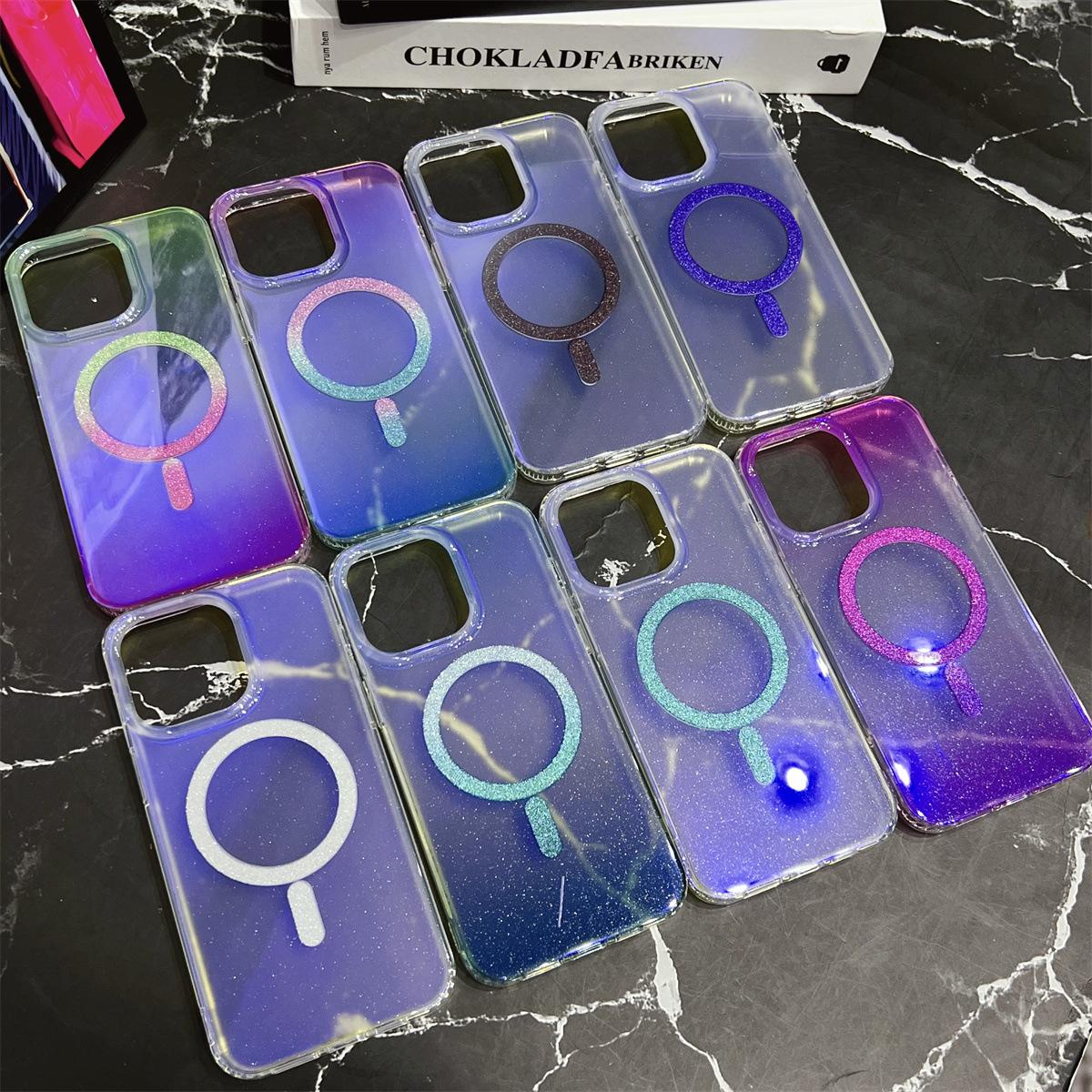 The IPhone16 Dual-color Gradient Blue Light Glitter Magnetic Attraction Is Suitable for Apple 14/15 Pro Max Phone Cases Apple 16
The IPhone16 Dual-color Gradient Blue Light Glitter Magnetic Attraction Is Suitable for Apple 14/15 Pro Max Phone Cases Apple 16