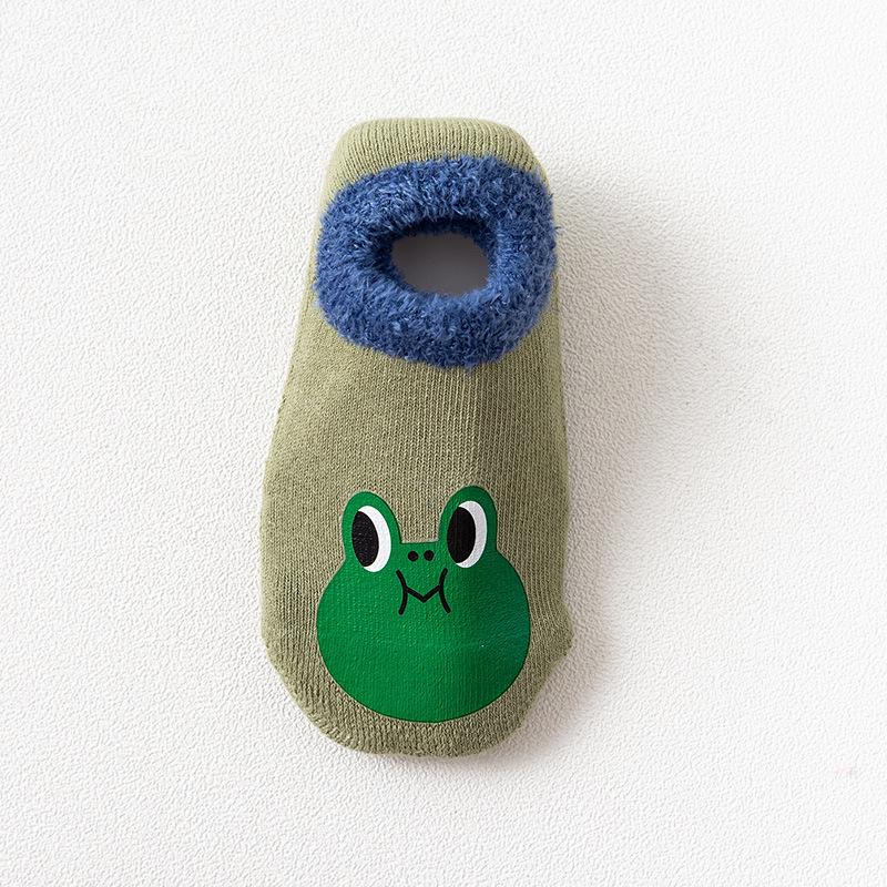 Хлопковые носки для маленьких мальчиков и девочек, резиновые нескользящие напольные носки с героями мультфильмов, детские носки с животными, зима-осень, утолщенная теплая обувь M