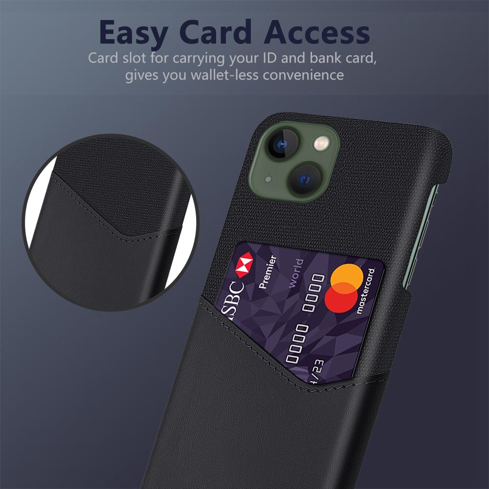 For iPhone 14 6.1 inch Cloth Texture Phone Protector PU Leather Coated Hard PC Cover Shell with Card Slot Black
For iPhone 14 6.1 inch Cloth Texture Phone Protector PU Leather Coated Hard PC Cover Shell with Card Slot Black