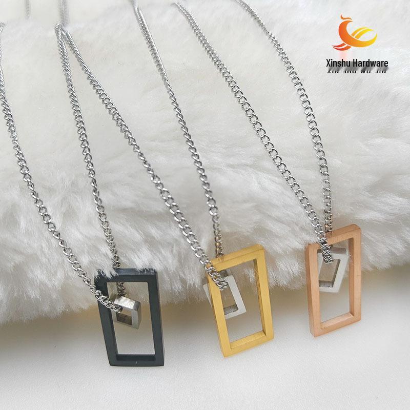 Two-Tone Titanium Steel Double Square Pendant Necklace - Non-Fading, Sandblasted Finish
Two-Tone Titanium Steel Double Square Pendant Necklace - Non-Fading, Sandblasted Finish