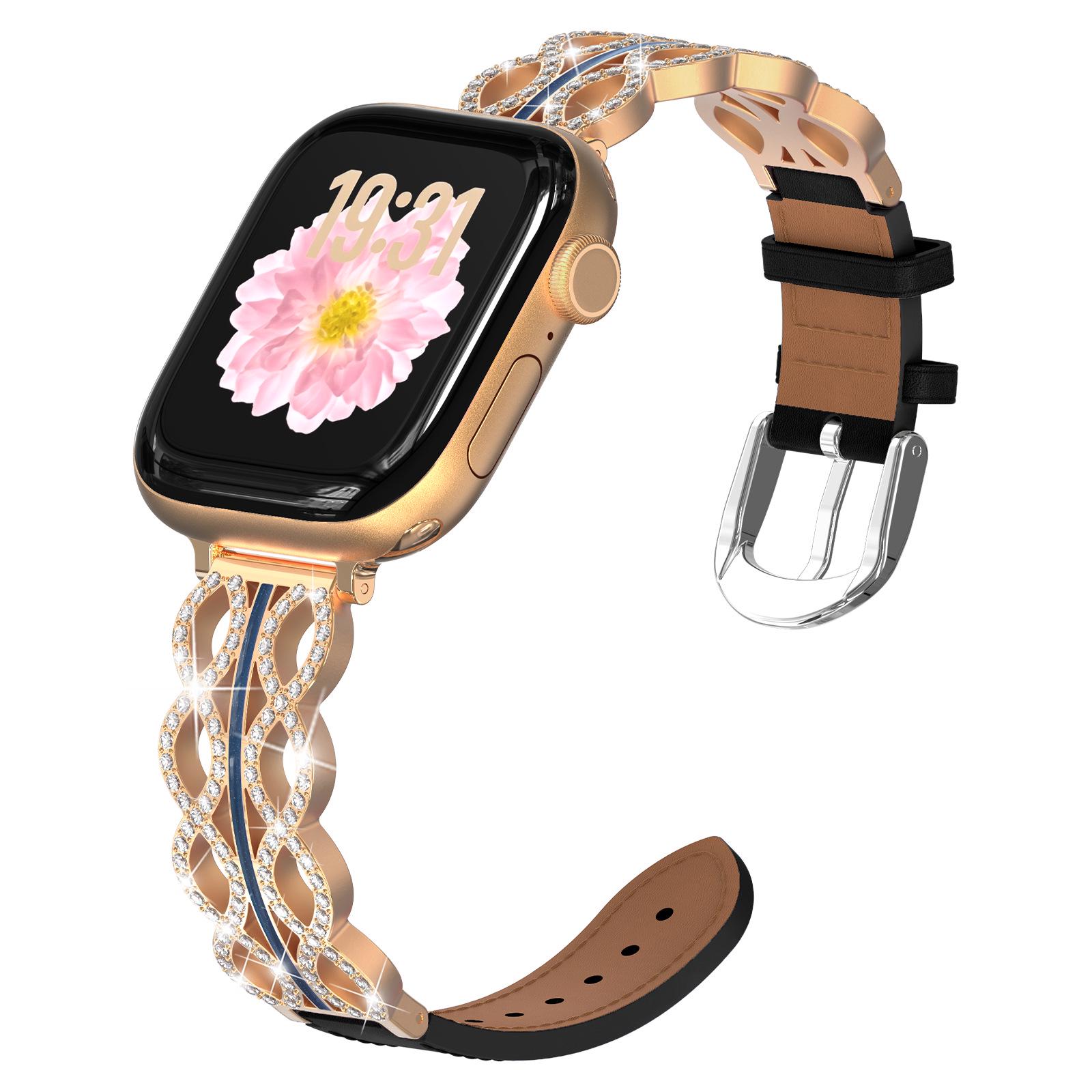 Diamond-Inlaid Metal and Leather Strap for All Apple Watch Series Small розового золота
Diamond-Inlaid Metal and Leather Strap for All Apple Watch Series Small розового золота
