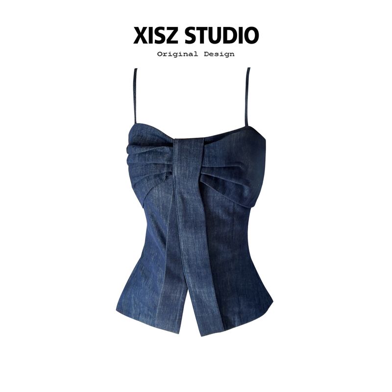 Retro Gyaru Style Three-Dimensional Bow Denim Cami Women Summer Niche Design Slimming Short Top Raw Denim S
Retro Gyaru Style Three-Dimensional Bow Denim Cami Women Summer Niche Design Slimming Short Top Raw Denim S