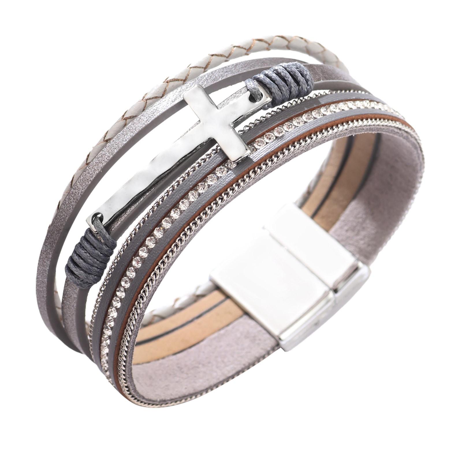 Багатошаровий браслет з магнітною пряжкою з діамантами жіночого хрестика, святковий подарунок
Багатошаровий браслет з магнітною пряжкою з діамантами жіночого хрестика, святковий подарунок