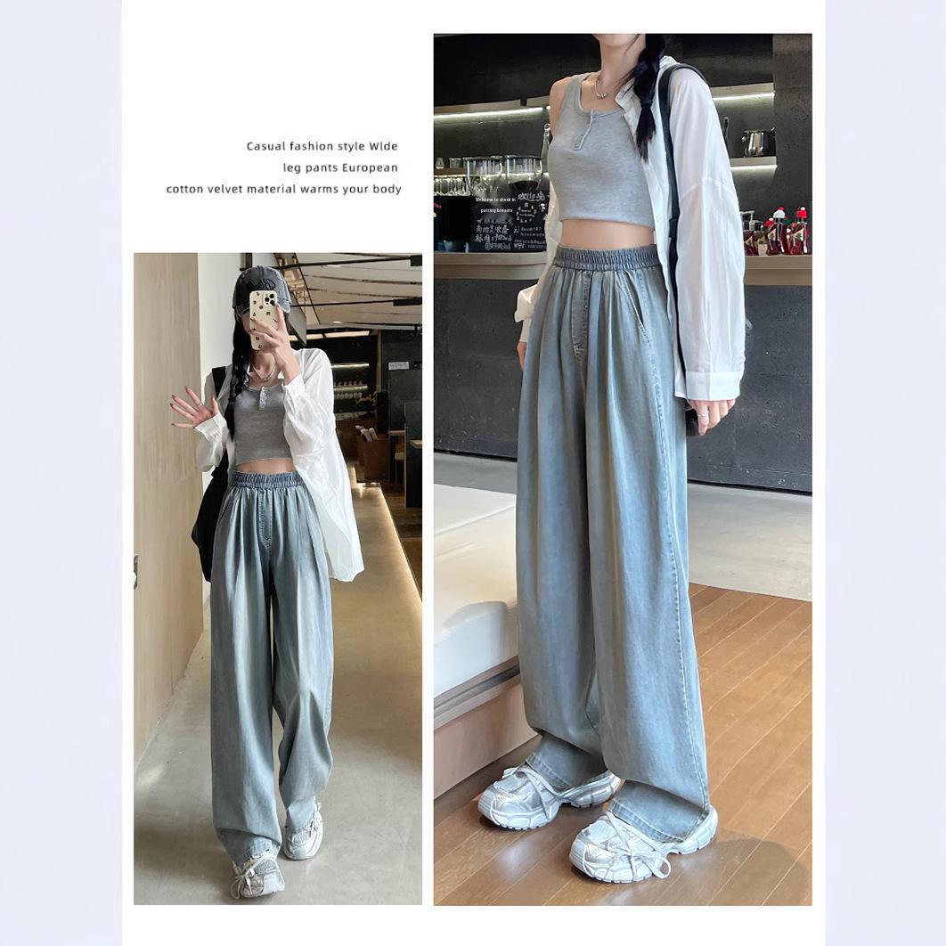 Women s High-Waist Tencel Jeans: 2025 Retro Wide-Leg, Drapey, Elastic Waist, Slimming, Straight-Leg Summer Pants S 80-100 jin
Women s High-Waist Tencel Jeans: 2025 Retro Wide-Leg, Drapey, Elastic Waist, Slimming, Straight-Leg Summer Pants S 80-100 jin