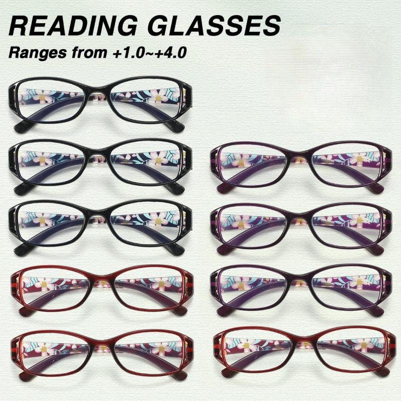 9 Pairs Of Women S Fashionable Floral Reading Glasses Anti Blue Light Multi-Color Pattern Trendy Style Durable Glasses Set +4.0
9 Pairs Of Women S Fashionable Floral Reading Glasses Anti Blue Light Multi-Color Pattern Trendy Style Durable Glasses Set +4.0